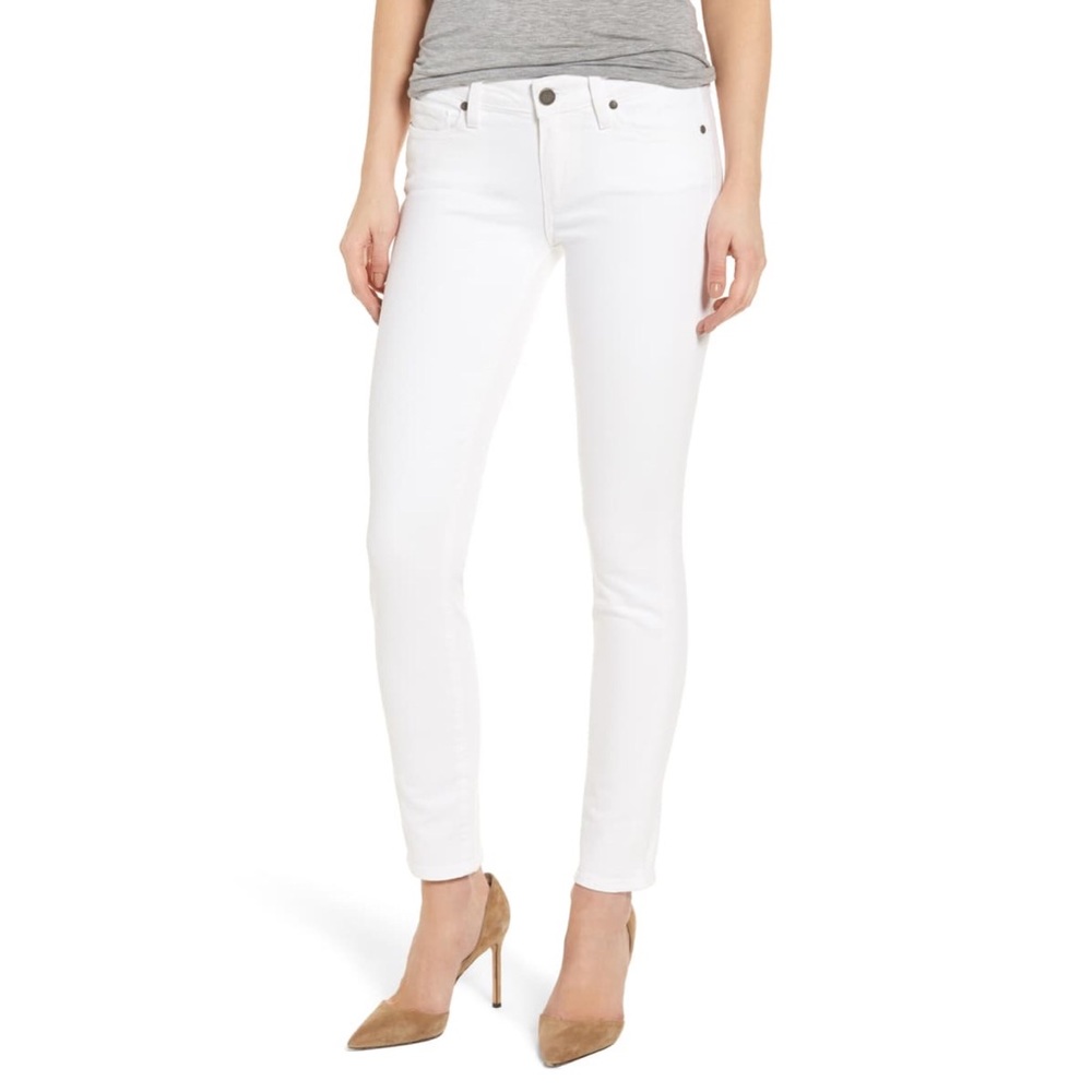 Paige Skyline Peg Ankle White Jeans 27